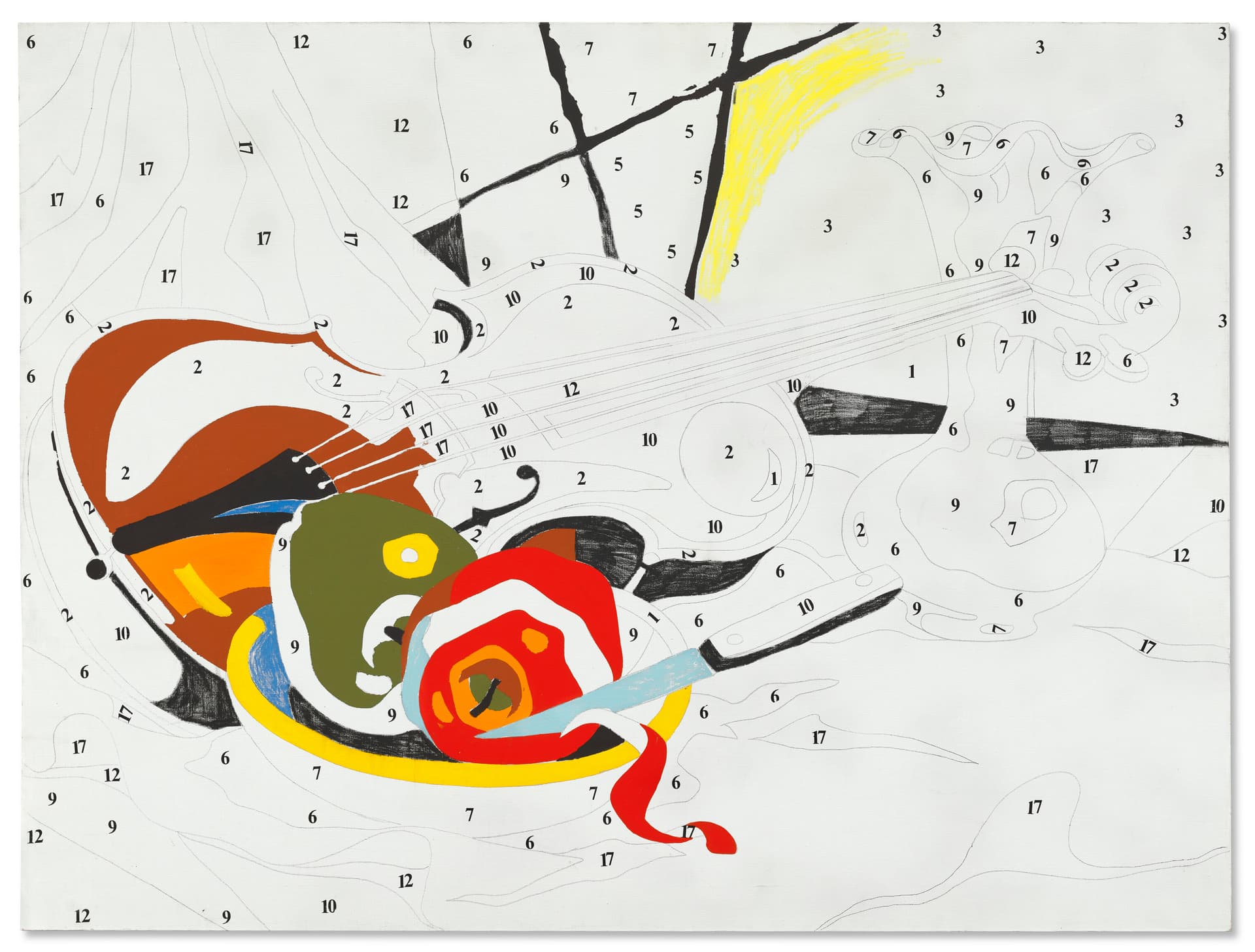Via Christie's "Do It Yourself (Violin)" by Andy Warhol, 1962. Detail.