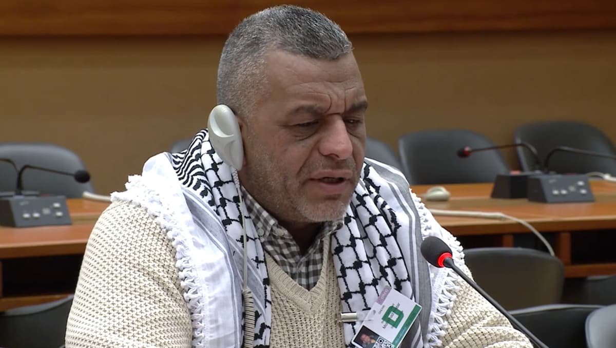 UN Human Rights Council via YouTube In this screengrab, a Palestinian Authority official, Mohammad Matar, also known as Abu Hassan, shares his story with a U.N. Commission of Inquiry on the West Bank about being assaulted by Israeli settlers and security officials during a confrontation in October 2023. Mr. Matar was quoted in a New York Times column by Nick Kristof on May 12, 2026, claiming widespread sexual assaults against Palestinians.