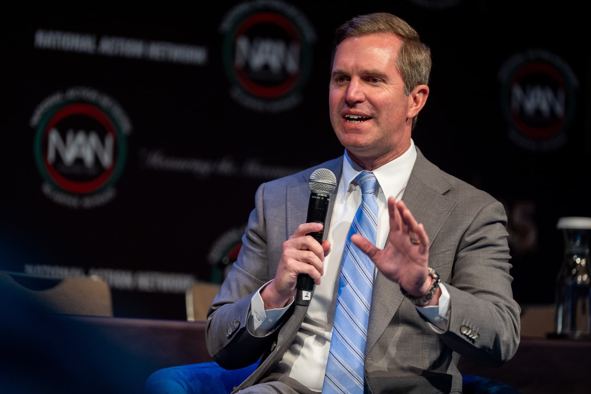 David Dee Delgado/Getty Images Governor Andy Beshear of Kentucky speaks at the National Action Network's annual convention at New York City on April 11, 2026.