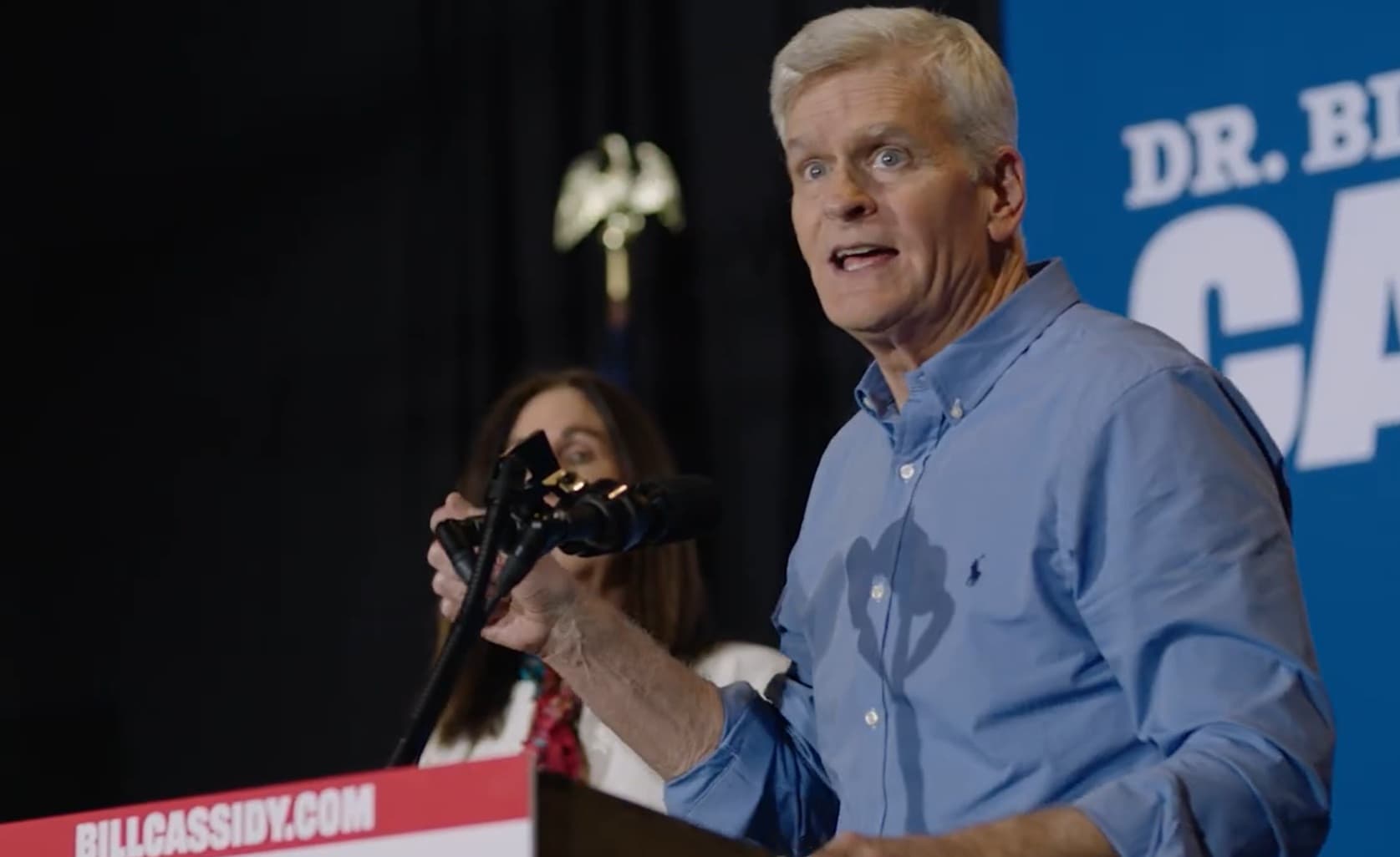 Team Bill Cassidy via YouTube Senator Bill Cassidy at his re-election announcement August 8, 2025.