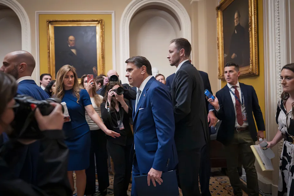 AP/J. Scott Applewhite Acting Attorney General Todd Blanche arrives for a closed-door meeting with Republican senators about a proposal for $1 billion in security money for the White House complex and President Trump's ballroom after it has failed to win enough party support, at the Capitol at Washington, D.C., May 21, 2026.