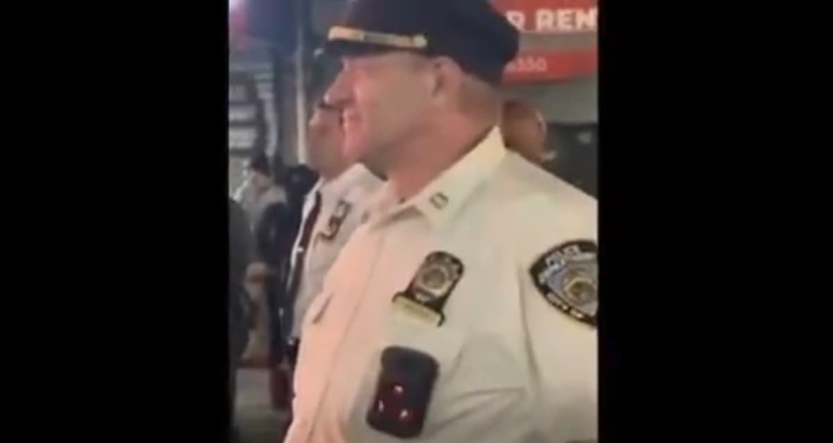 Video screengrab via X Captain James G. Wilson is captured on videotape talking about Mayor Mamdani following a violent protest outside Wyckoff Heights Medical Center at Brooklyn where ICE agents took a Nigerian illegal to be treated for injuries, May 2, 2026.