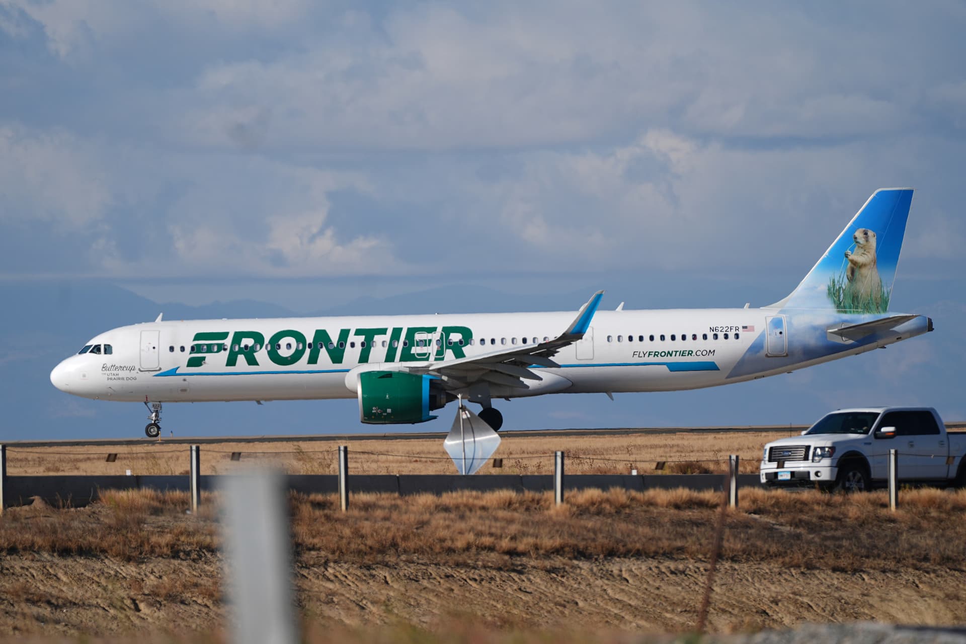 David Zalubowski/Getty Images A Frontier Airlines jetliner taxis down a runway for takeoff from Denver International airport on Nov. 25, 2025. A Frontier Airlines jetliner taxis down a runway for takeoff from Denver International airport on Nov. 25, 2025.