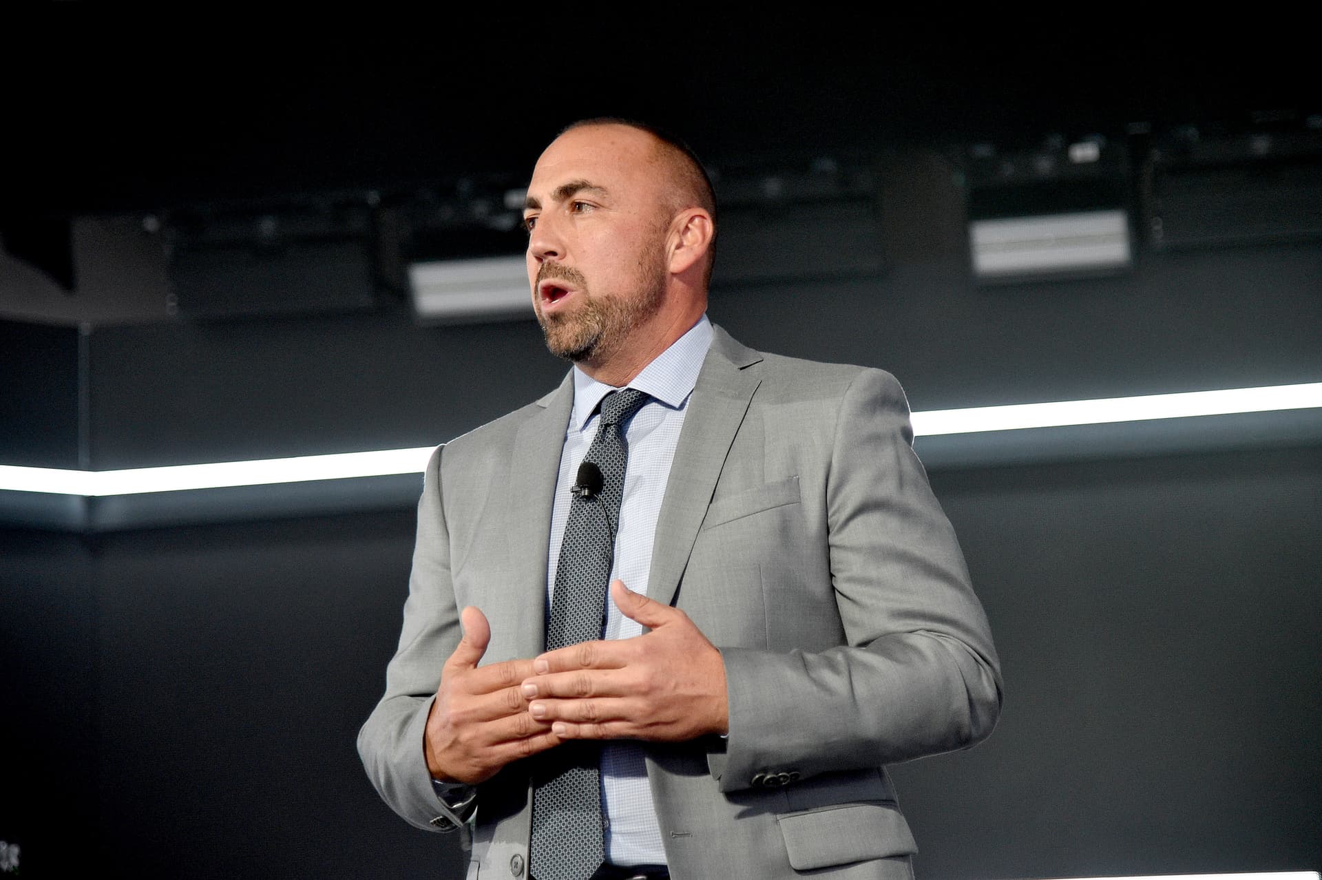 Bryan Bedder/Getty Images Kevin McGurn, the new CEO of the parent company behind Truth Social, speaks during an event at New York City on October 16, 2019.