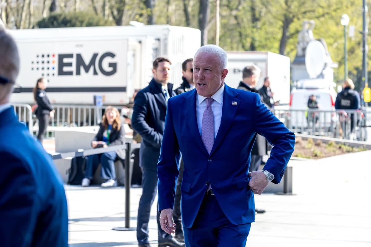 Omar Havana/Getty Images U.S. Ambassador to Belgium Bill White arrives for a ceremony in the European Quarter on March 22, 2026, commemorating the 10th anniversary of the 2016 terror attacks at Brussels, Belgium, in which 32 people died and three hundred others were injured by suicide-bomb attacks on Brussels Airport and Maalbeek metro station.