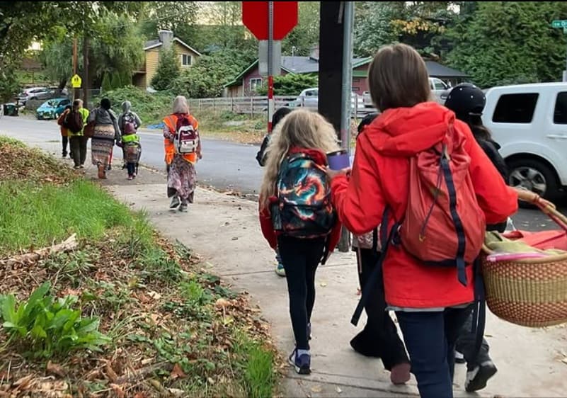 Seattle Public Schools via Instagram Students walking to school in Seattle.