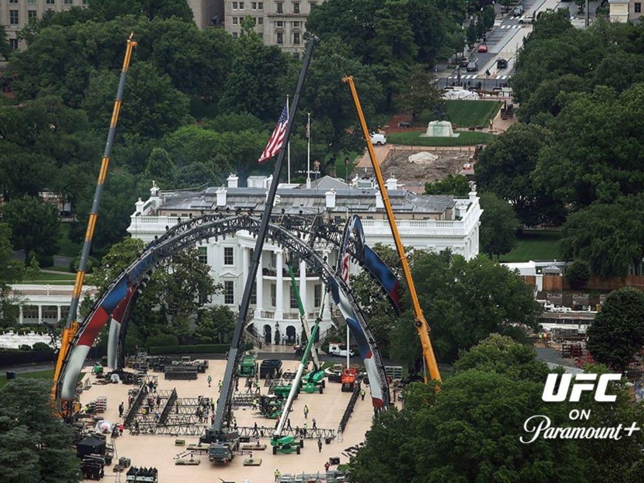 UFC on Paramount+ via X. Construction is underway for the UFC 250 bouts in honor of America's 250th birthday, to take place on June 13-14, 2026, at the White House.
