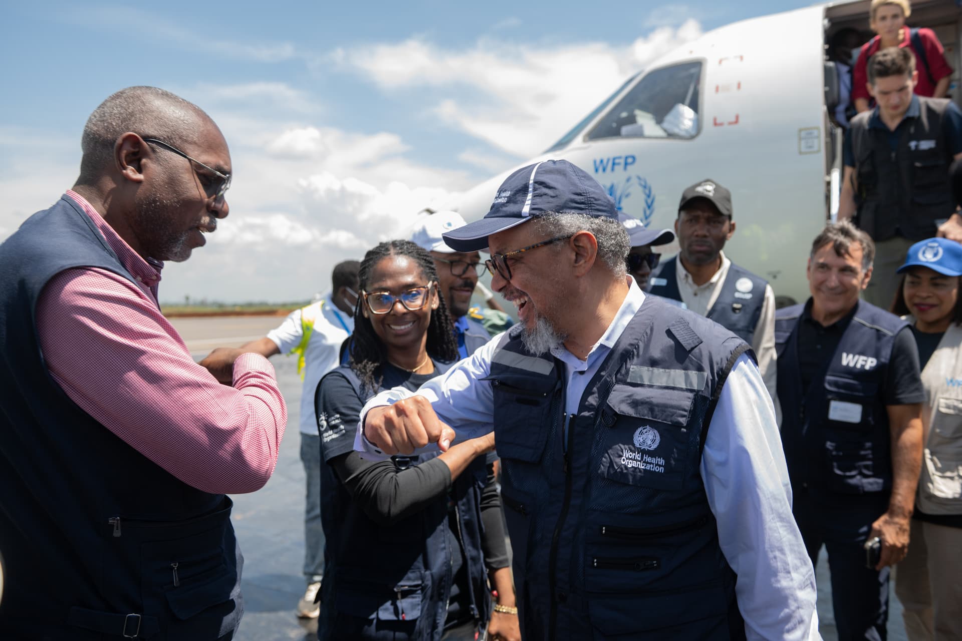 Moses Sawasawa/AP The head of the World Health Organization, Tedros Adhanom Ghebreyesus, is welcomed at Bunia airport in Bunia, Democratic Republic of Congo, on May 30, 2026.