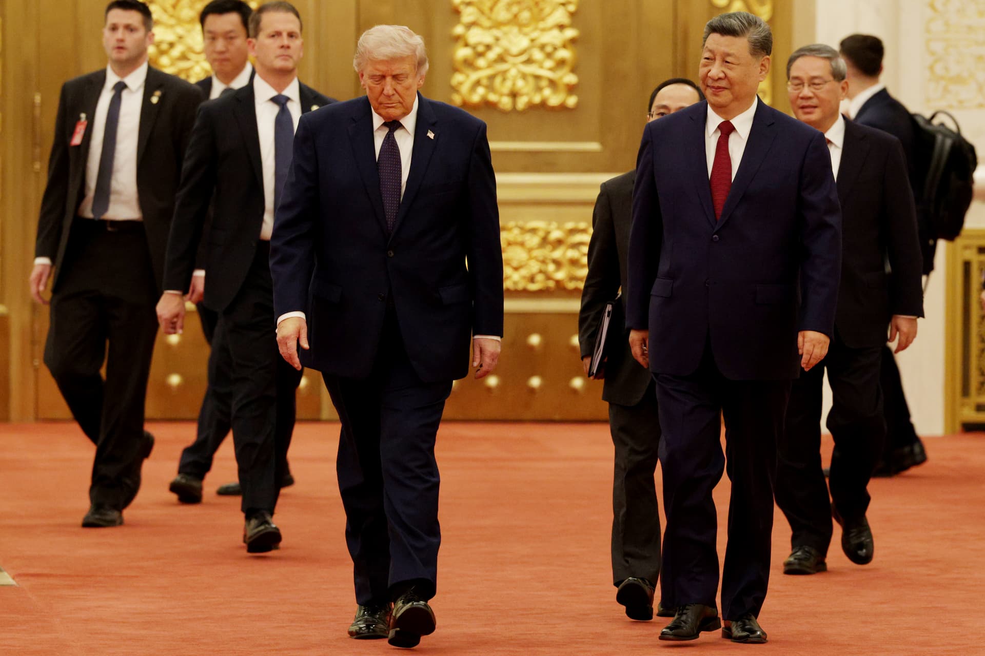 Alex Wong/Getty Images President Trump arrives for a state banquet hosted by President Xi Jinping at the Great Hall of the People on May 14, 2026 at Beijing.