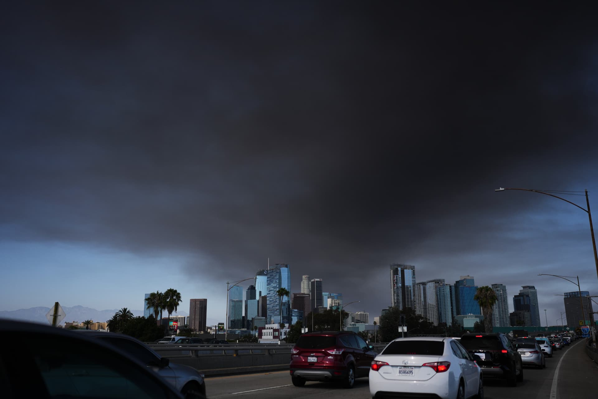 Jae C. Hong/AP The sky fills with smoke from a 491,000 square-foot cold-storage warehouse fire at Los Angeles on June 17, 2026.