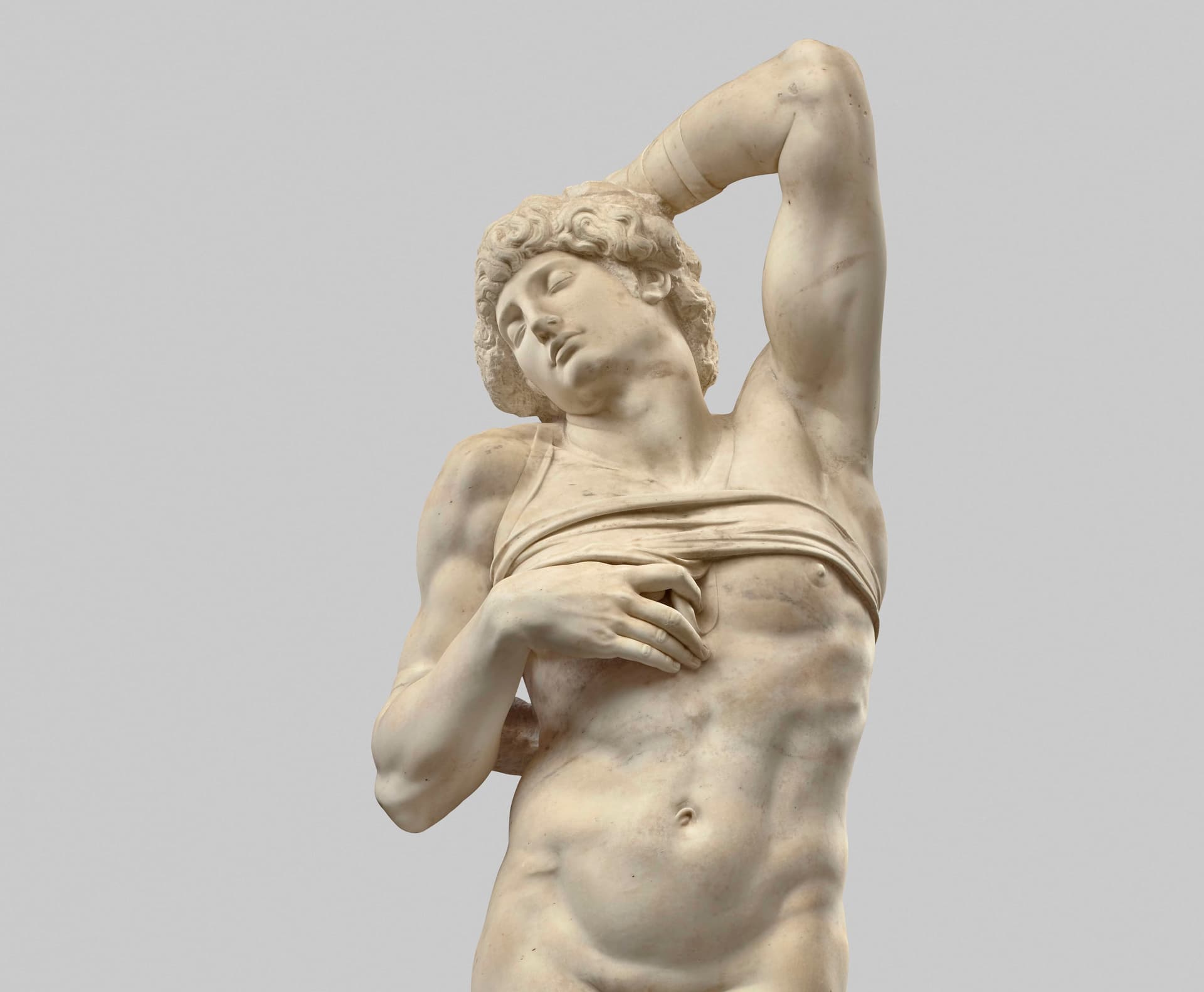 Hervé Lewandowski for Musée du Louvre 'L'esclave mourant,' by MIchelangelo Buonarotti, 1513-16. Detail.