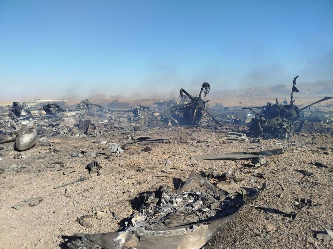 Iran’s Ministry of Culture and Islamic Guidance via Getty Image Wreckage is seen from what Iranian authorities said was a U.S. military helicopter that crashed during a mission to rescue the missing pilot of an F-15E that was downed over Iran on April 3, 2026.