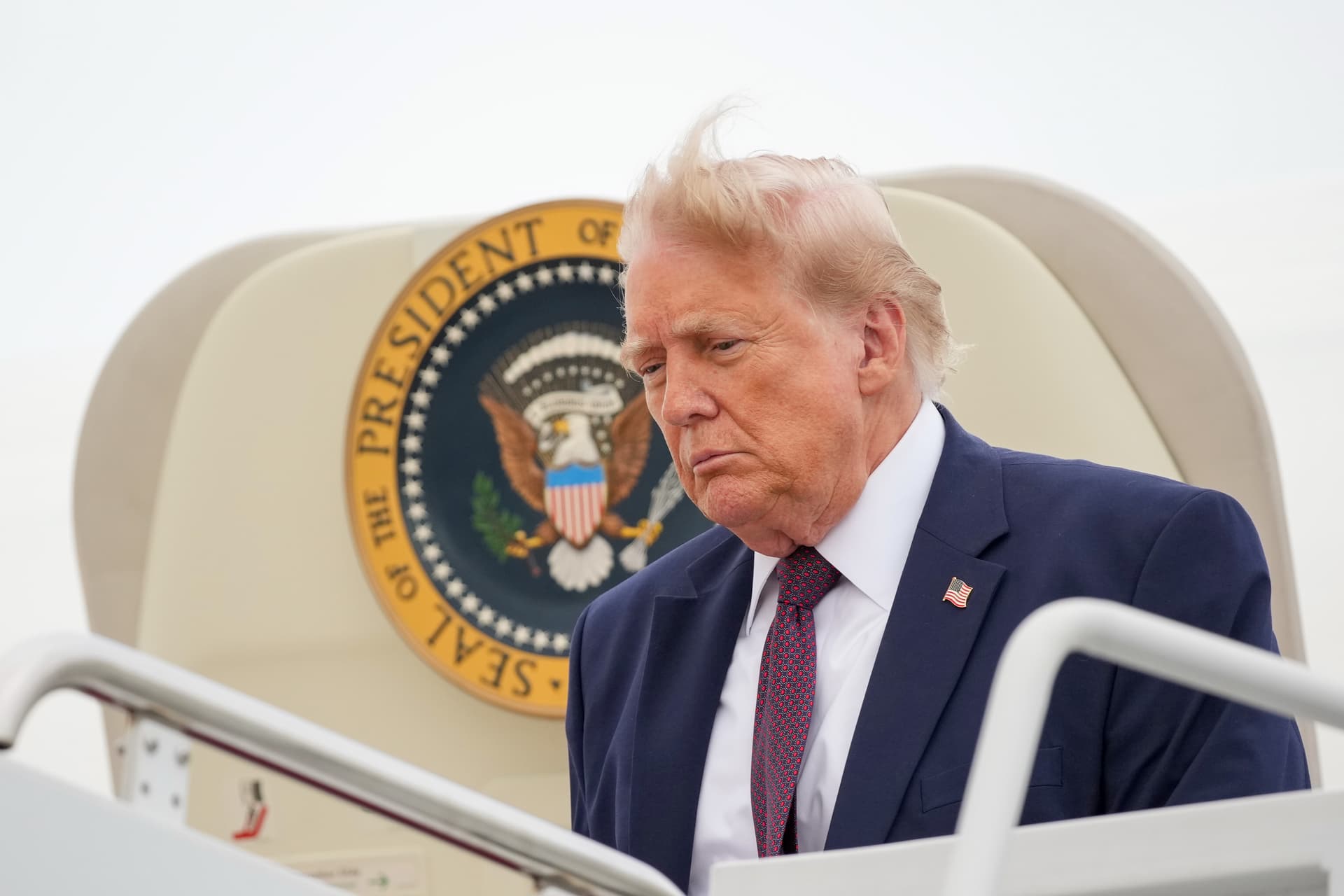 Andrew Harnik/Getty Images President Trump exits from Air Force One after returning from Pennsylvania on June 23, 2026 at Joint Base Andrews, Maryland.
