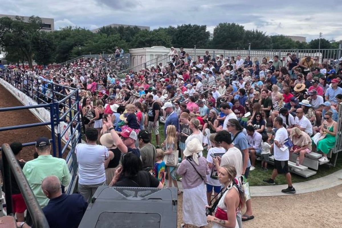 Rebecca Reiser via X. Freedom 250 organizer Rebecca Reiser shares a crowd shot from the rodeo at the Great American State Fair on June 27, 2026.