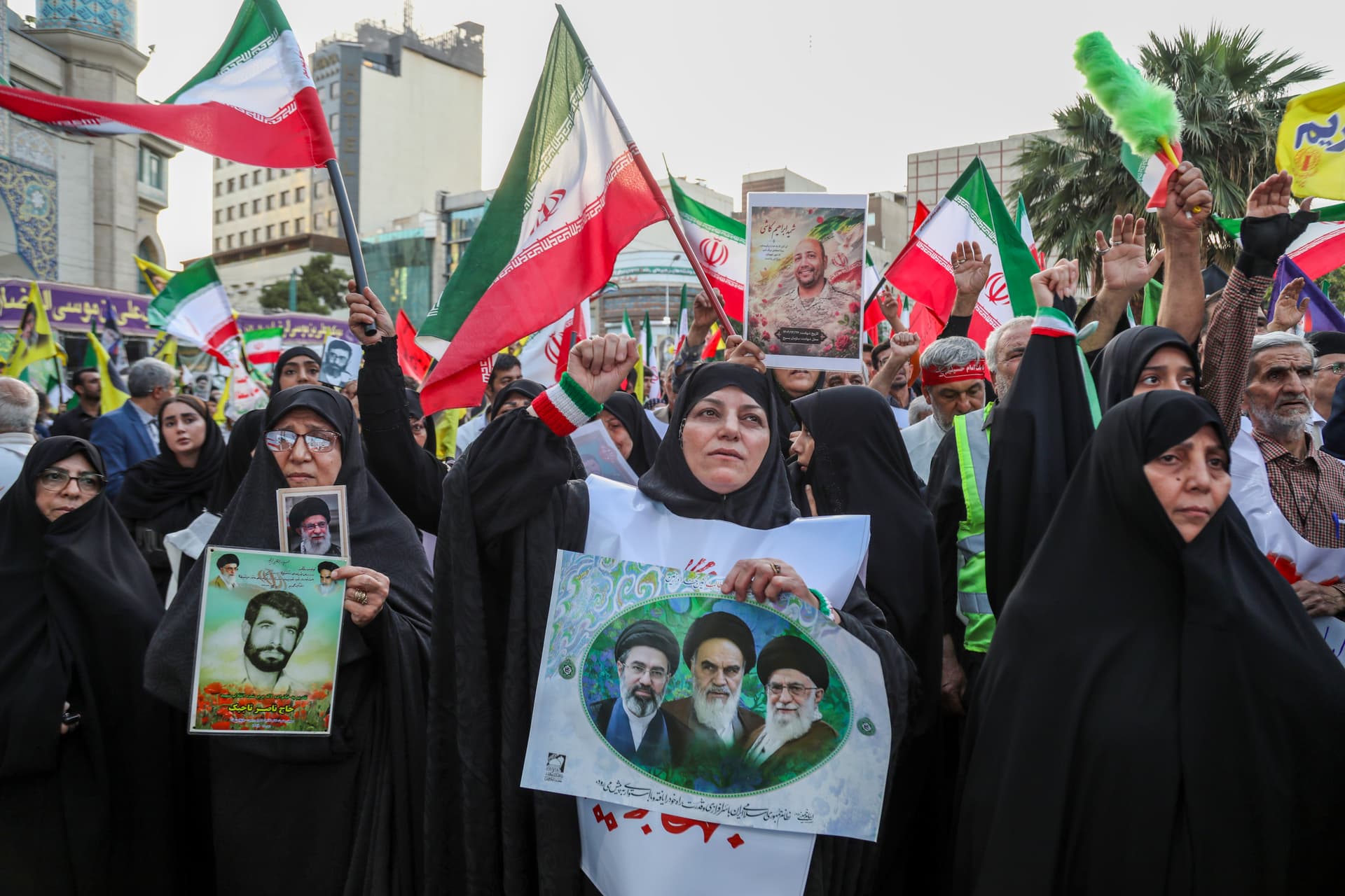 Majid Saeedi/Getty Images Residents gather in support of Iran’s supreme leader, Mojtaba Khamenei, at Palestine Square at Tehran on June 12, 2026.