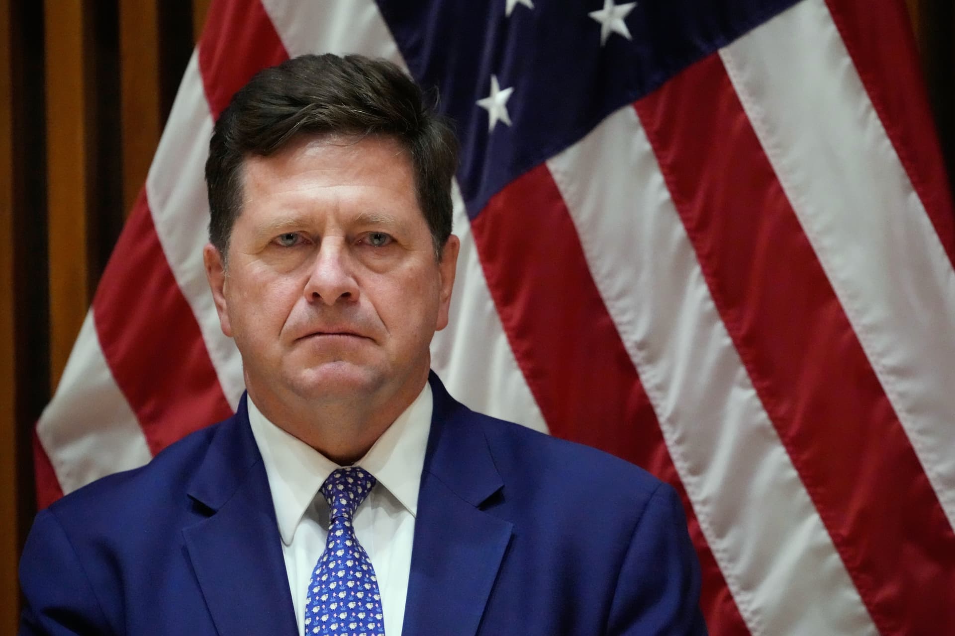 AP/Seth Wenig Jay Clayton, U.S. Attorney for the Southern District of New York, listens during a news conference in New York, March 9, 2026.