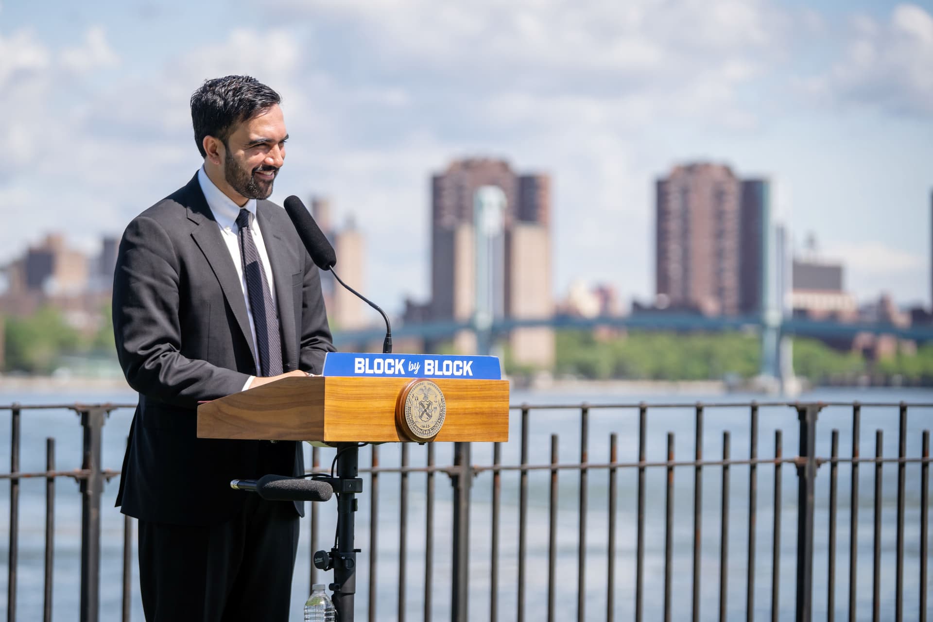 Ed Reed/Mayoral Photography Office. Mayor Zohran Mamdani at Astoria, May 28, 2026.
