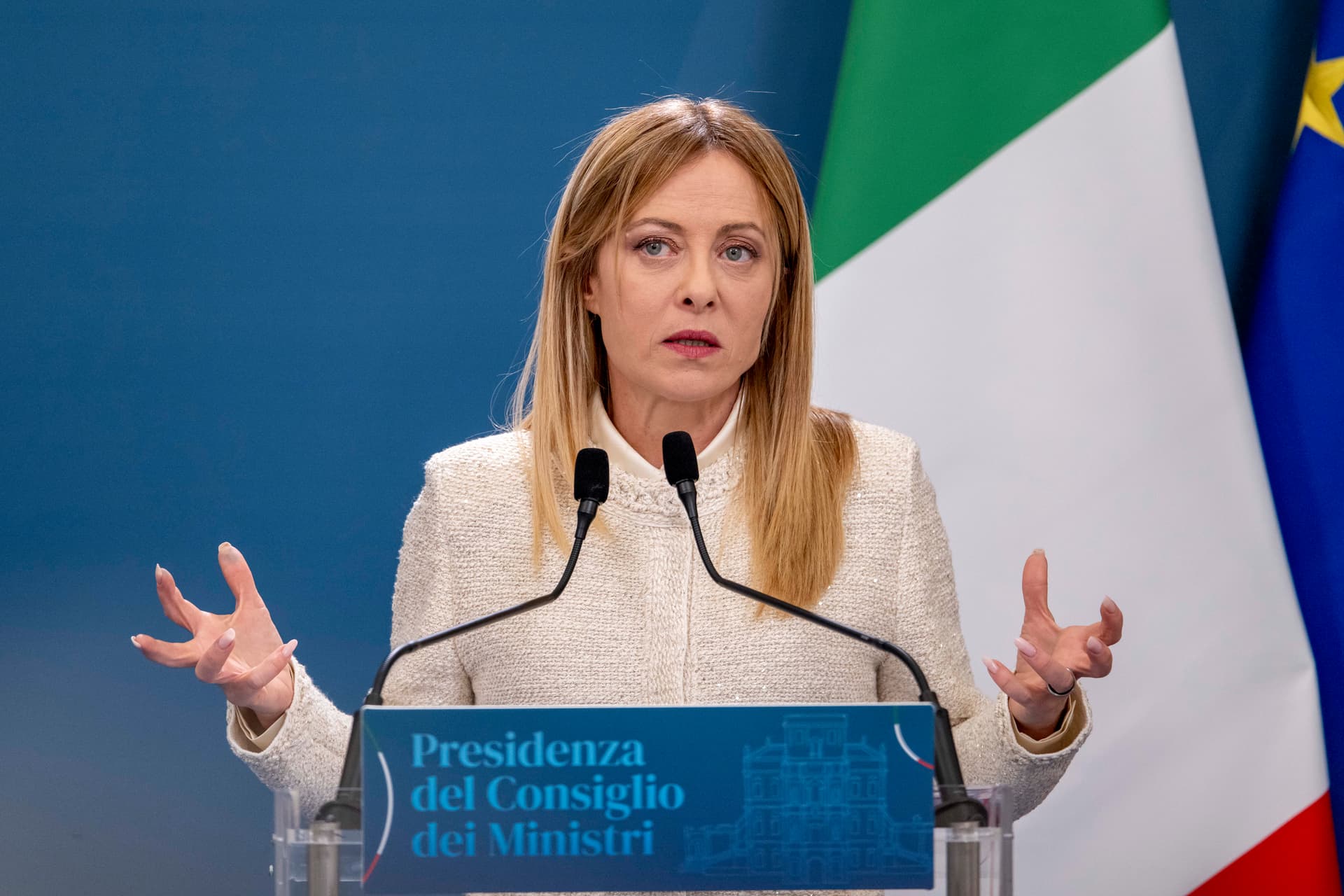 Antonio Masiello/Getty Images Prime Minister Giorgia Meloni on May 20, 2026 at Rome.