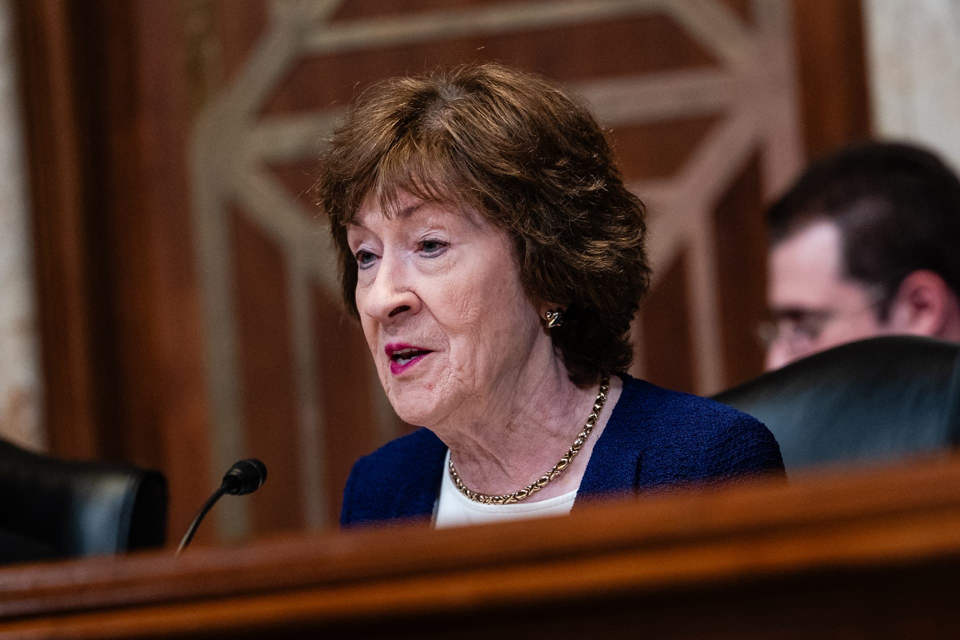Eric Lee/Getty Images Senator Susan Collins speaks during a Senate Appropriations Subcommittee on the Department of Homeland Security on Capitol Hill on June 2, 2026.