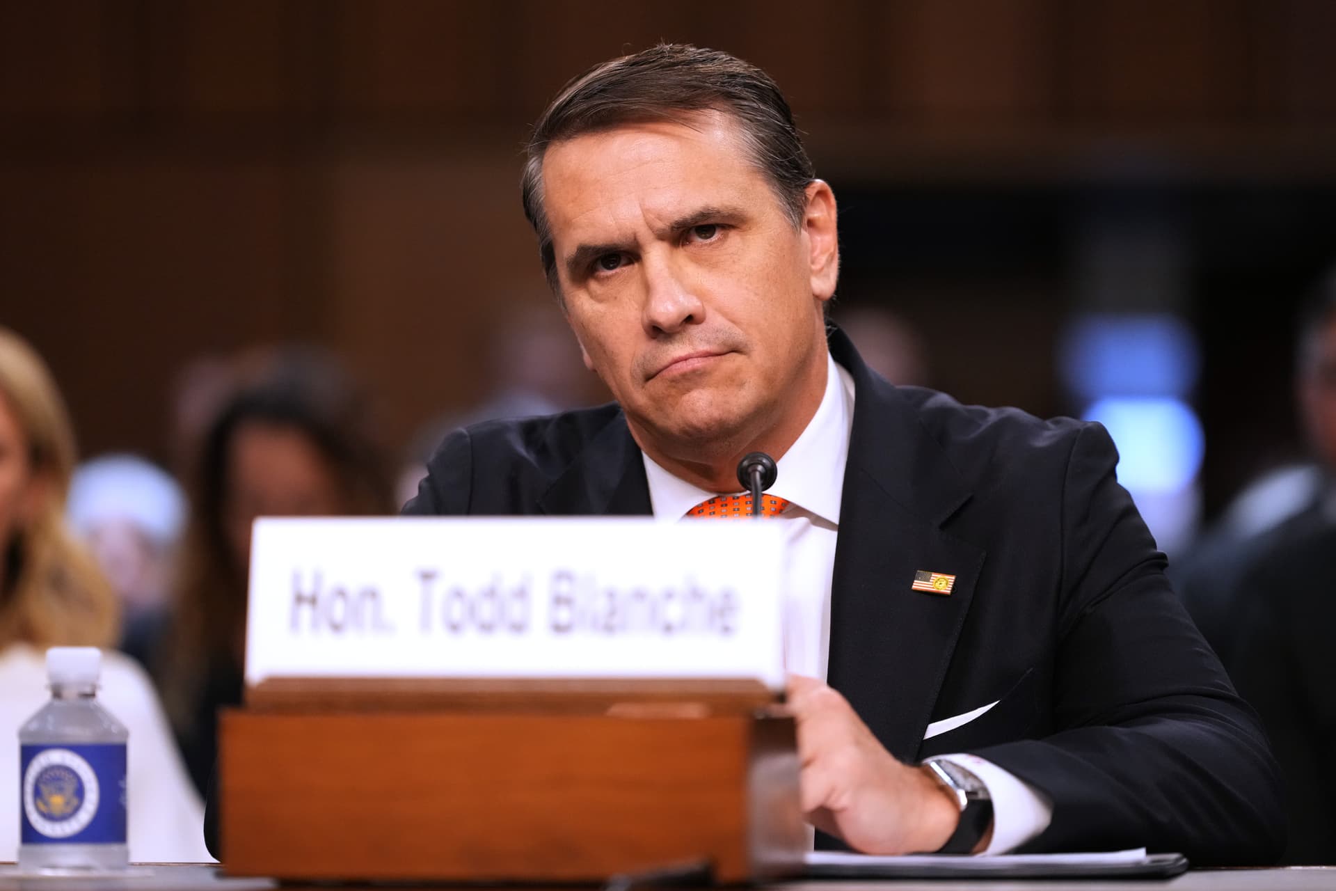 AP/Mark Schiefelbein Acting Attorney General Todd Blanche appears before the Senate Judiciary Committee on Capitol Hill at Washington, D.C., on July 15, 2026.