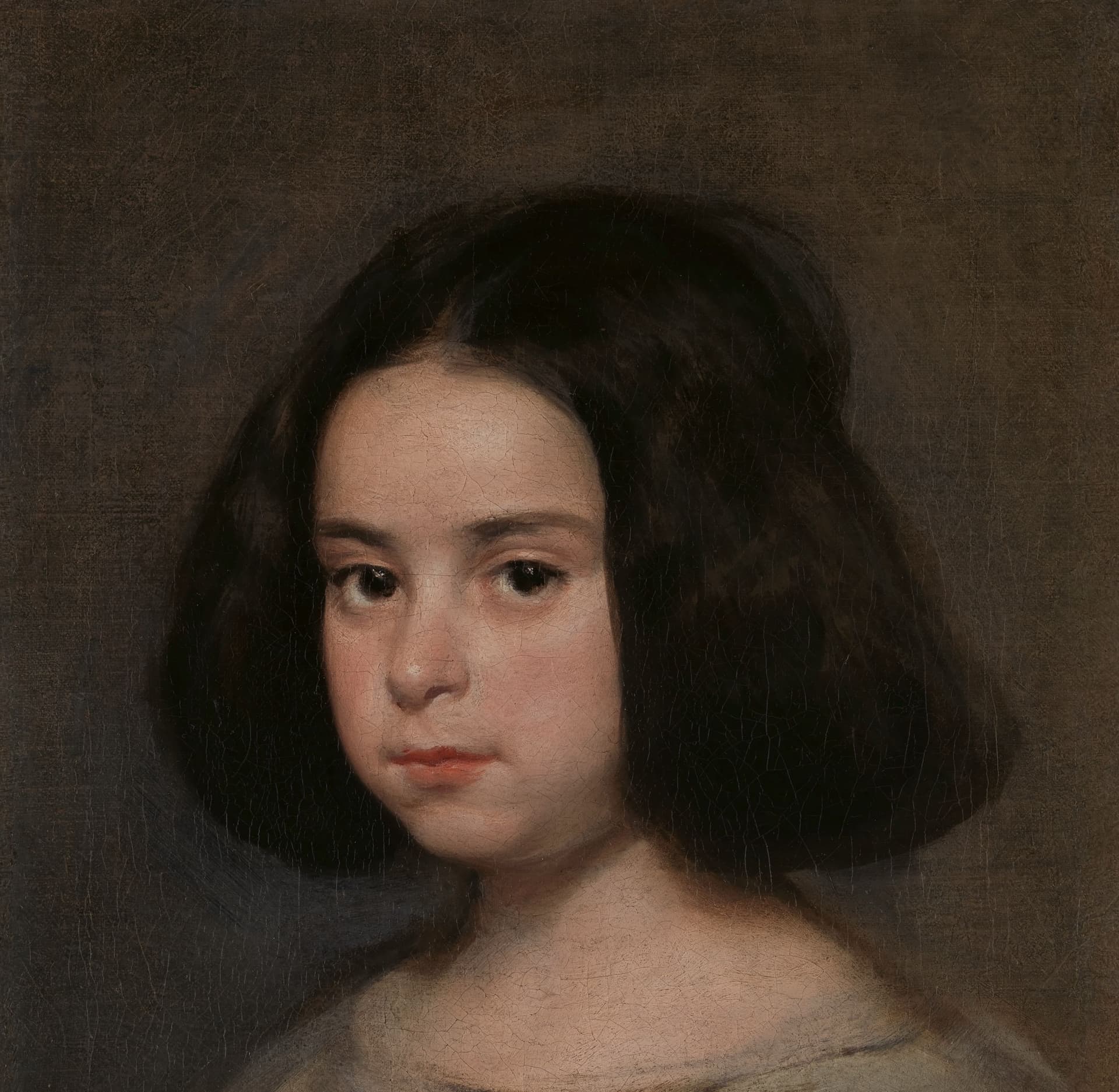 Via Hispanic Society of America 'Portrait of a Little Girl' by Diego Velázquez, 1638-1642. Detail.