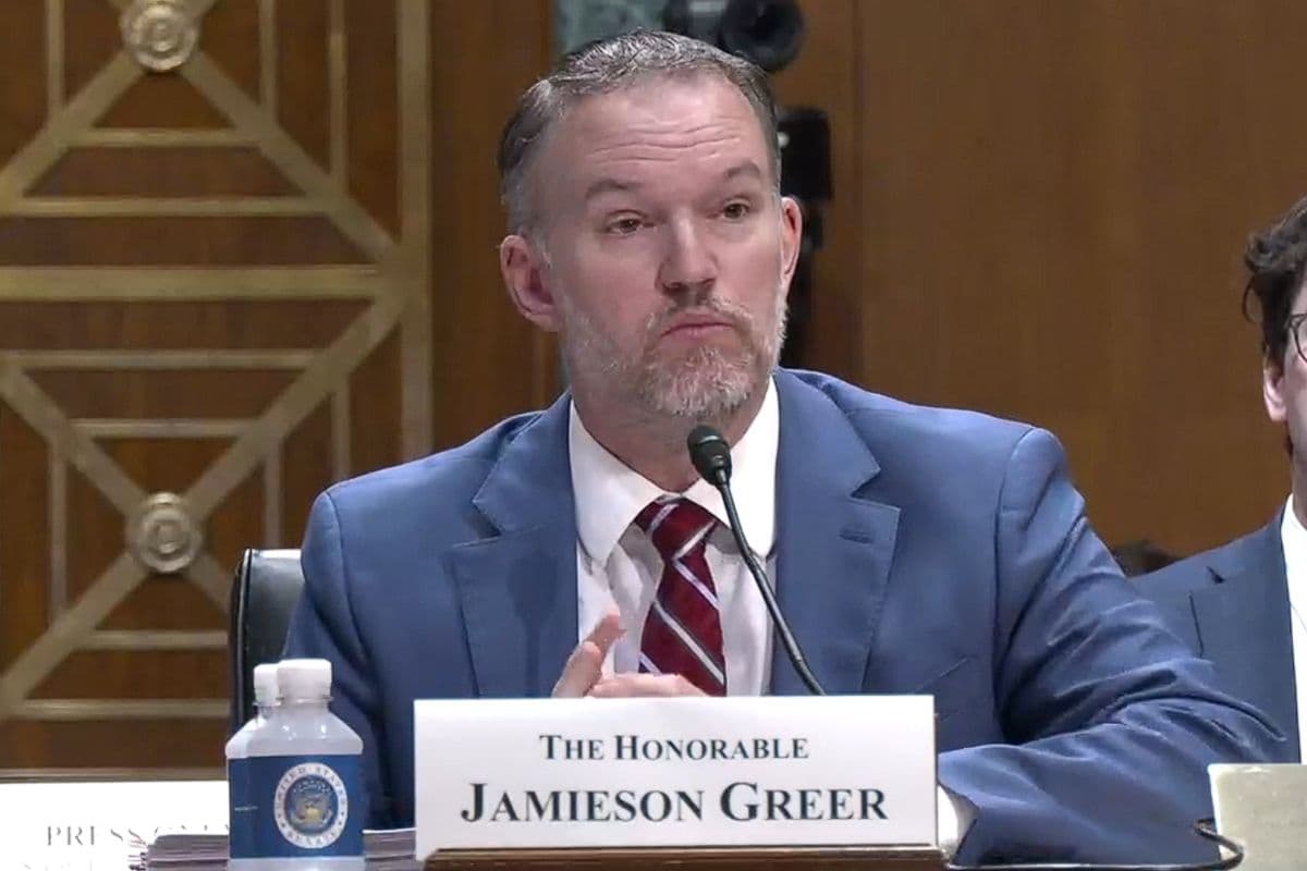 Senate Finance Committee Trade Representative Jamieson Greer testifies to the Senate Finance Committee on July 22, 2026.