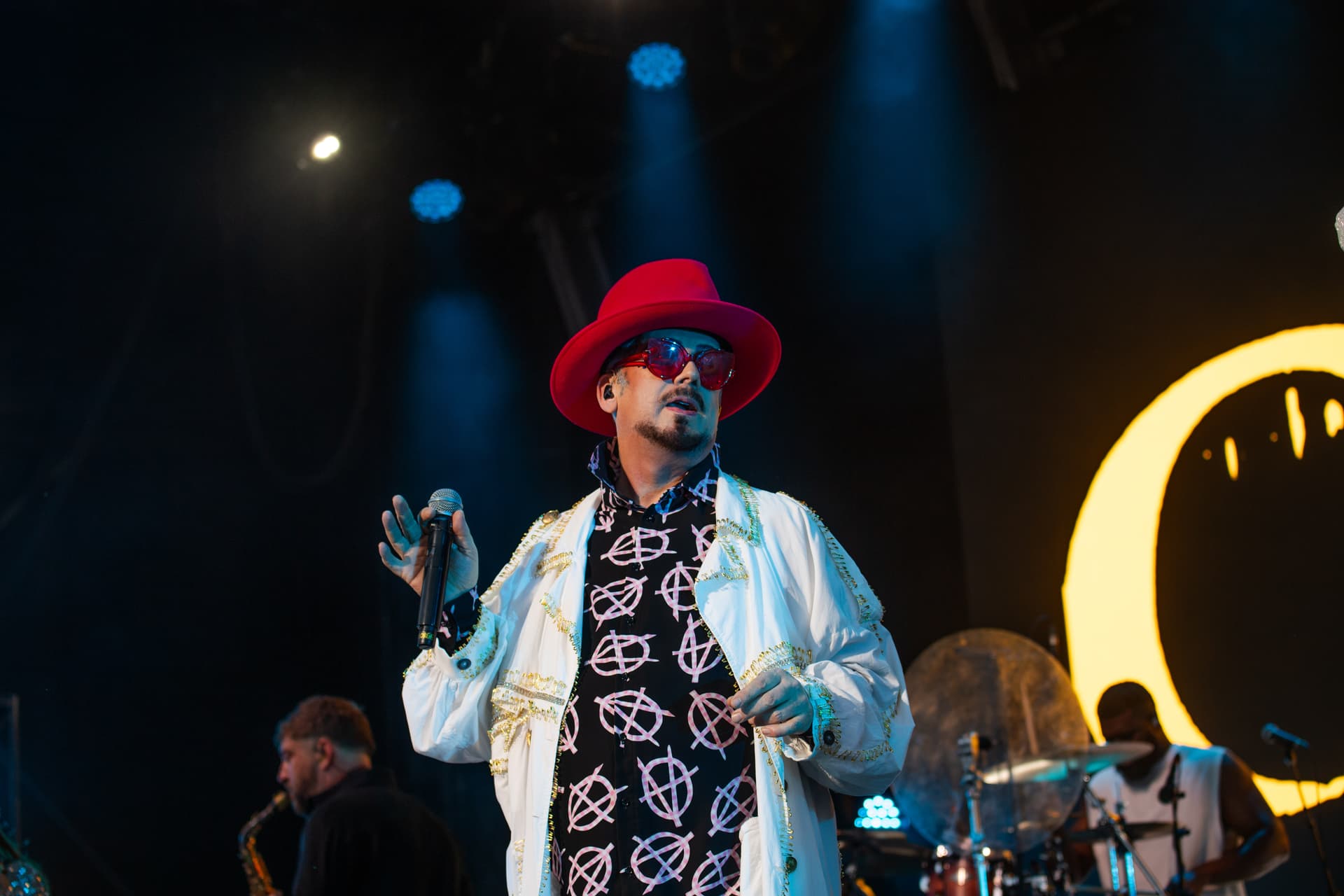 Ki Price/WireImage Boy George performs on stage during Henley Festival 2026 at Mill Meadows on July 8, 2026 in Henley-on-Thames, England.