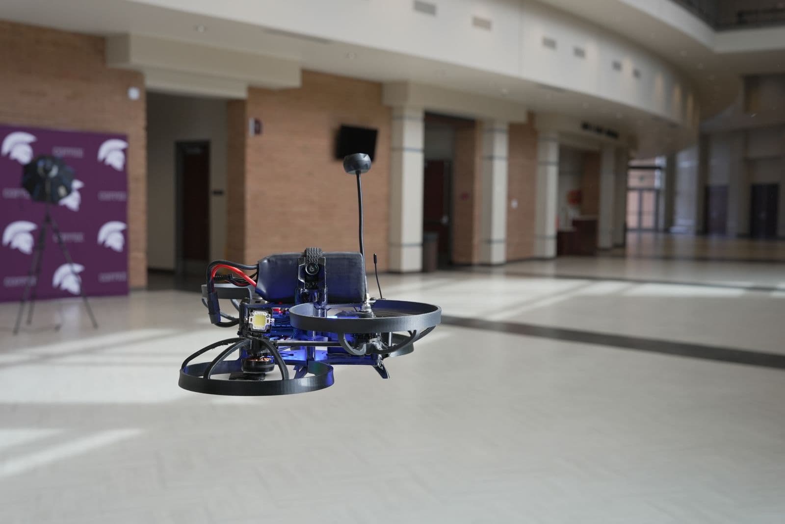 Courtesy of Mithril Defense Mithril Defense drone flies in a school.