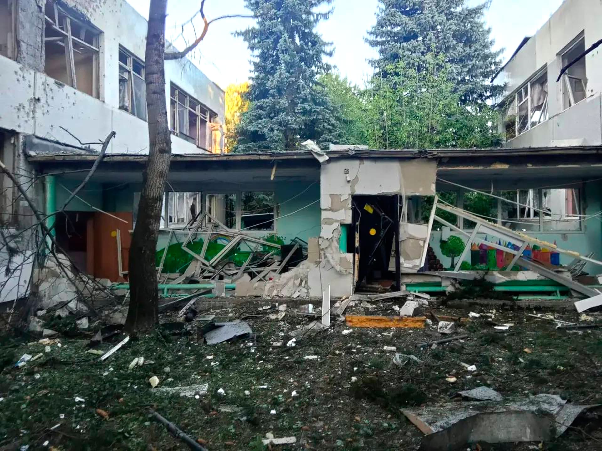 Governor Andrei Vorobyov's official telegram channel via AP A building damaged during a Ukrainian drone attack at Elektrostal in the Moscow region of Russia, July 18, 2026.