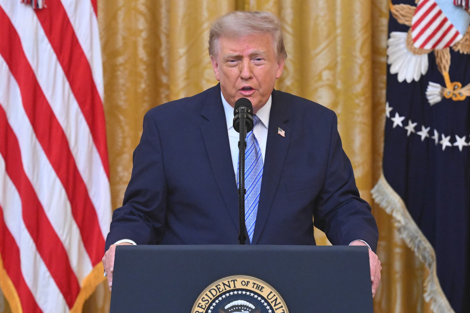 Saul Loeb/Pool via AP President Trump speaks in the East Room of the White House, July 16, 2026.