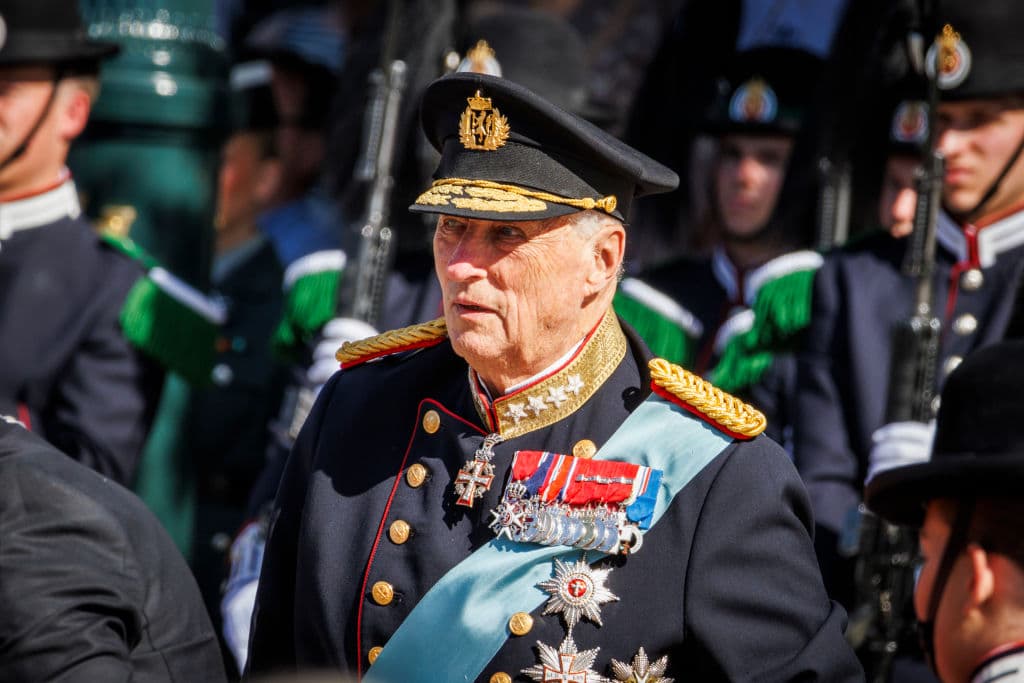 King Harald at the Welcoming Ceremony for the Danish King and Queen at the on May 14, 2024 at Oslo, Norway King Harald at the Welcoming Ceremony for the Danish King and Queen at the on May 14, 2024 at Oslo, Norway