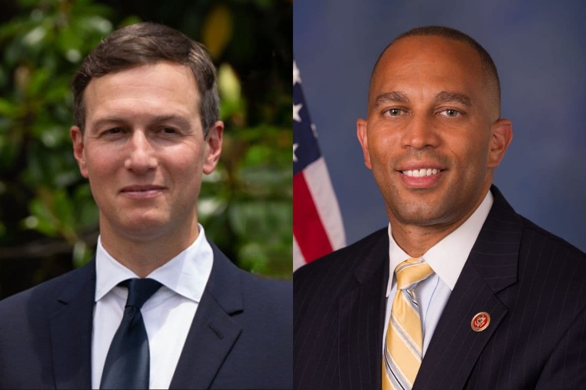 Jared Kushner via White House, Hakeem Jeffries via Jeffries.House.gov The president's envoy, Jared Kushner, reportedly sat down with House Minority Leader Hakeem Jeffries to talk cooperation after the 2026 midterm election.