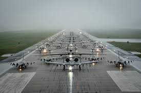 United States Air Force Aircraft line up during a readiness drill at Osan Air Base at Pyeongtaek, South Korea, on May 9, 2016.