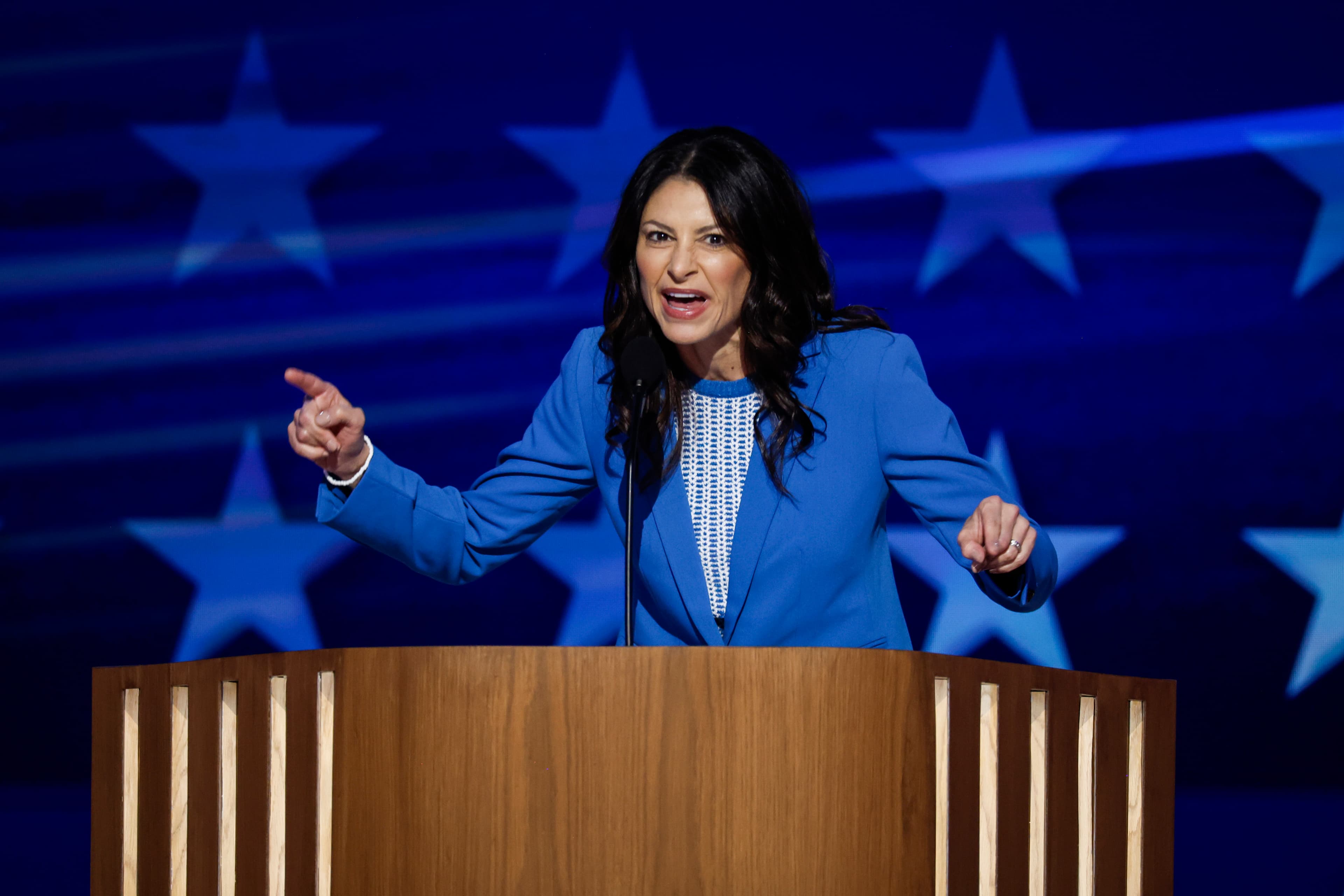 Attorney General Dana Nessel of Michigan at the Democratic National Convention on August 21, 2024, at Chicago. Attorney General Dana Nessel of Michigan at the Democratic National Convention on August 21, 2024, at Chicago.
