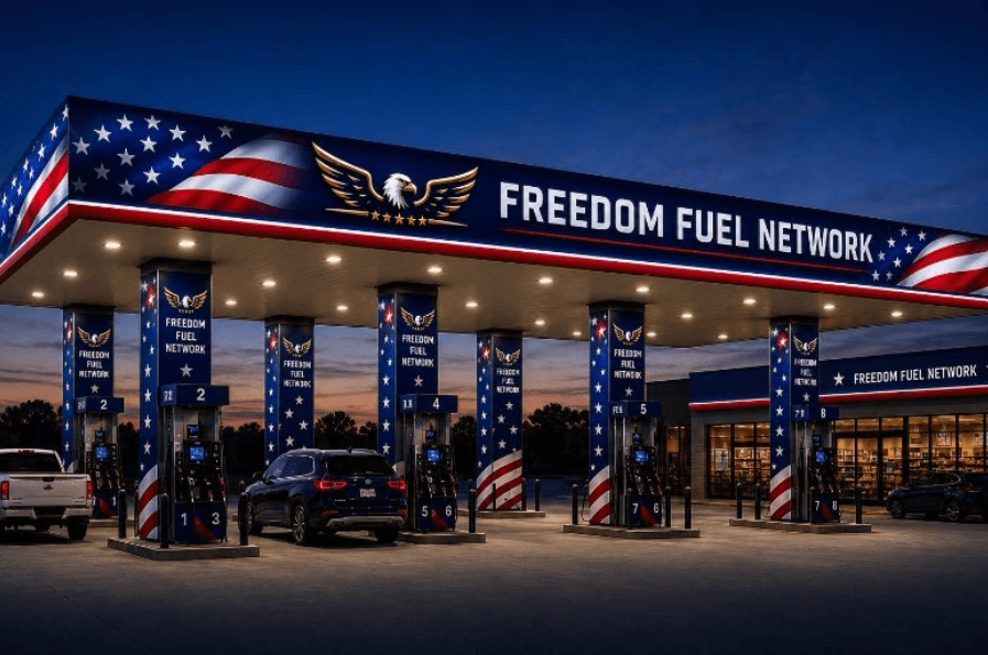 Via Truth Social This possibly AI-generated image of a Freedom Fuel gas station was posted by President Trump on his Truth Social account on July 1, 2026.