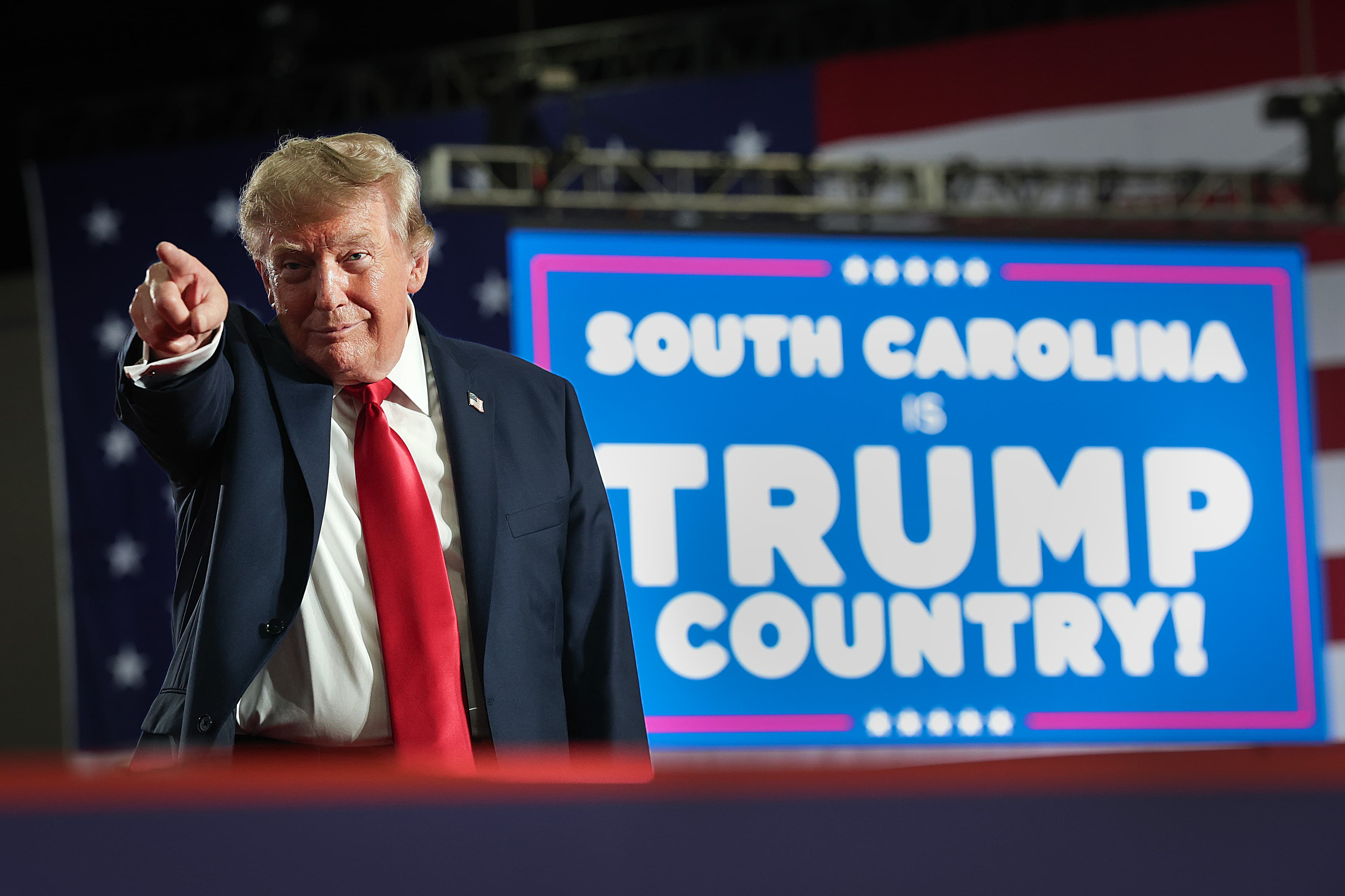 President Trump arrives for a campaign rally with Senator Darline Graham on August 21, 2026 at Myrtle Beach, South Carolina. President Trump arrives for a campaign rally with Senator Darline Graham on August 21, 2026 at Myrtle Beach, South Carolina.