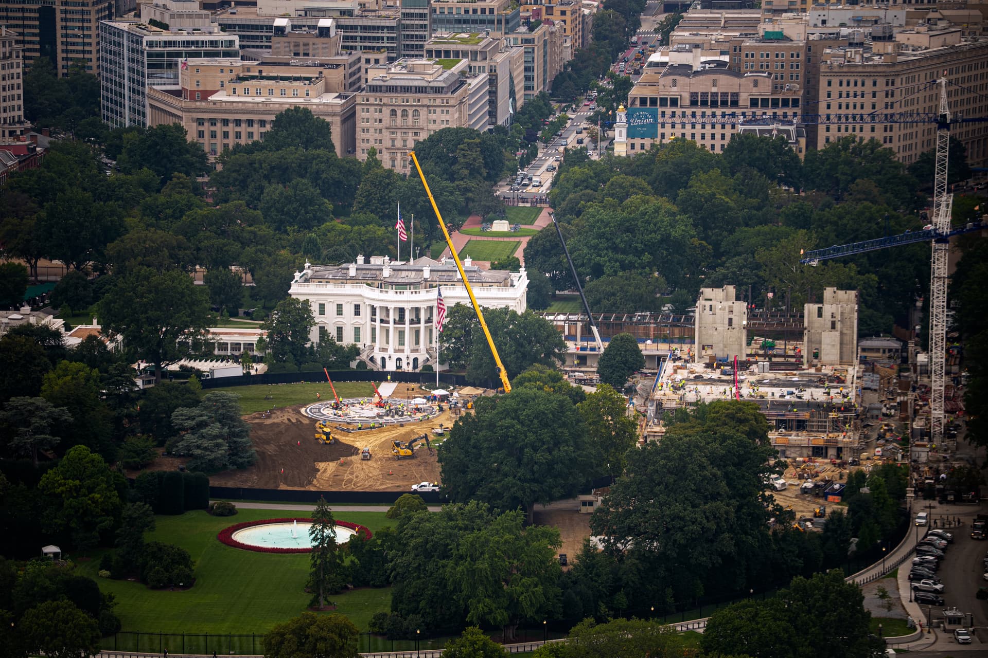 Andrew Harnik/Getty Images Construction under way at the White House on August 20, 2026.