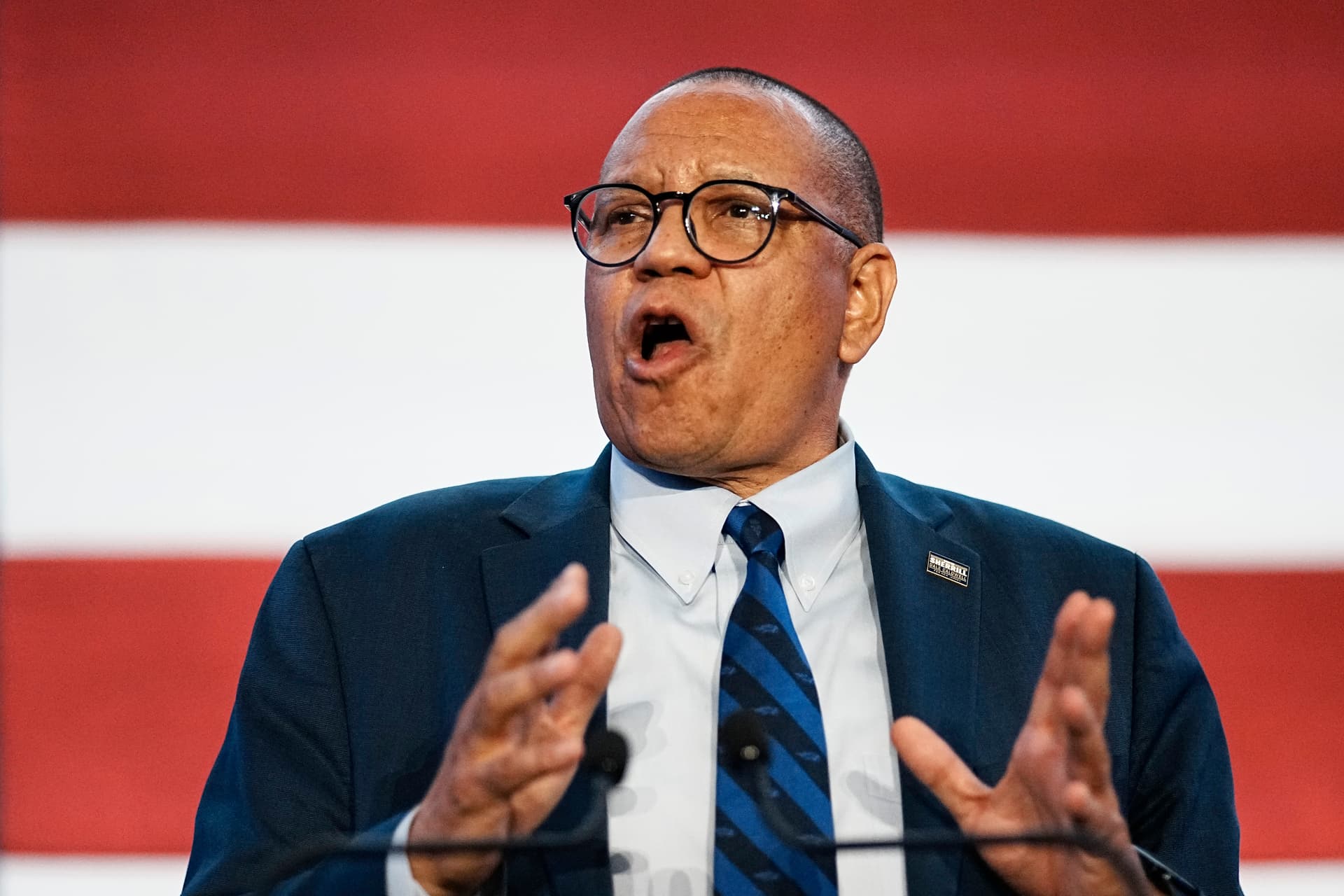 Eduardo Munoz Alvarez/Getty Images Lieutenant gubernatorial candidate Dale Caldwell speaks during an election night watch party at the Hilton East Brunswick Hotel on November 4, 2025 at East Brunswick, New Jersey.