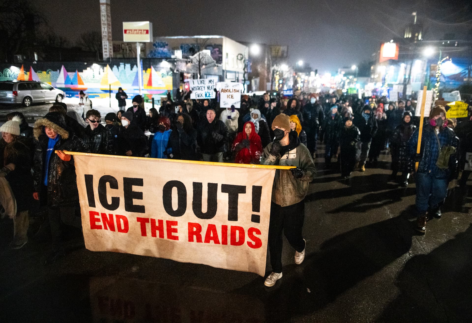 Stephen Maturen/Getty Images Anti-Ice protesters march in Minneapolis, Minnesota.
