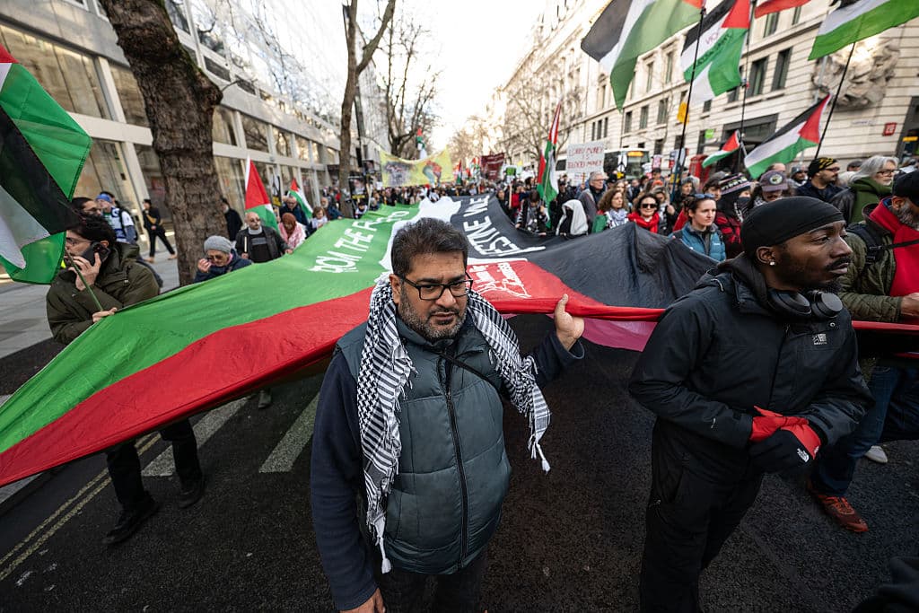 Protesters take part in a national march for Palestine on January 31, 2026 at London, England. Protesters take part in a national march for Palestine on January 31, 2026 at London, England.