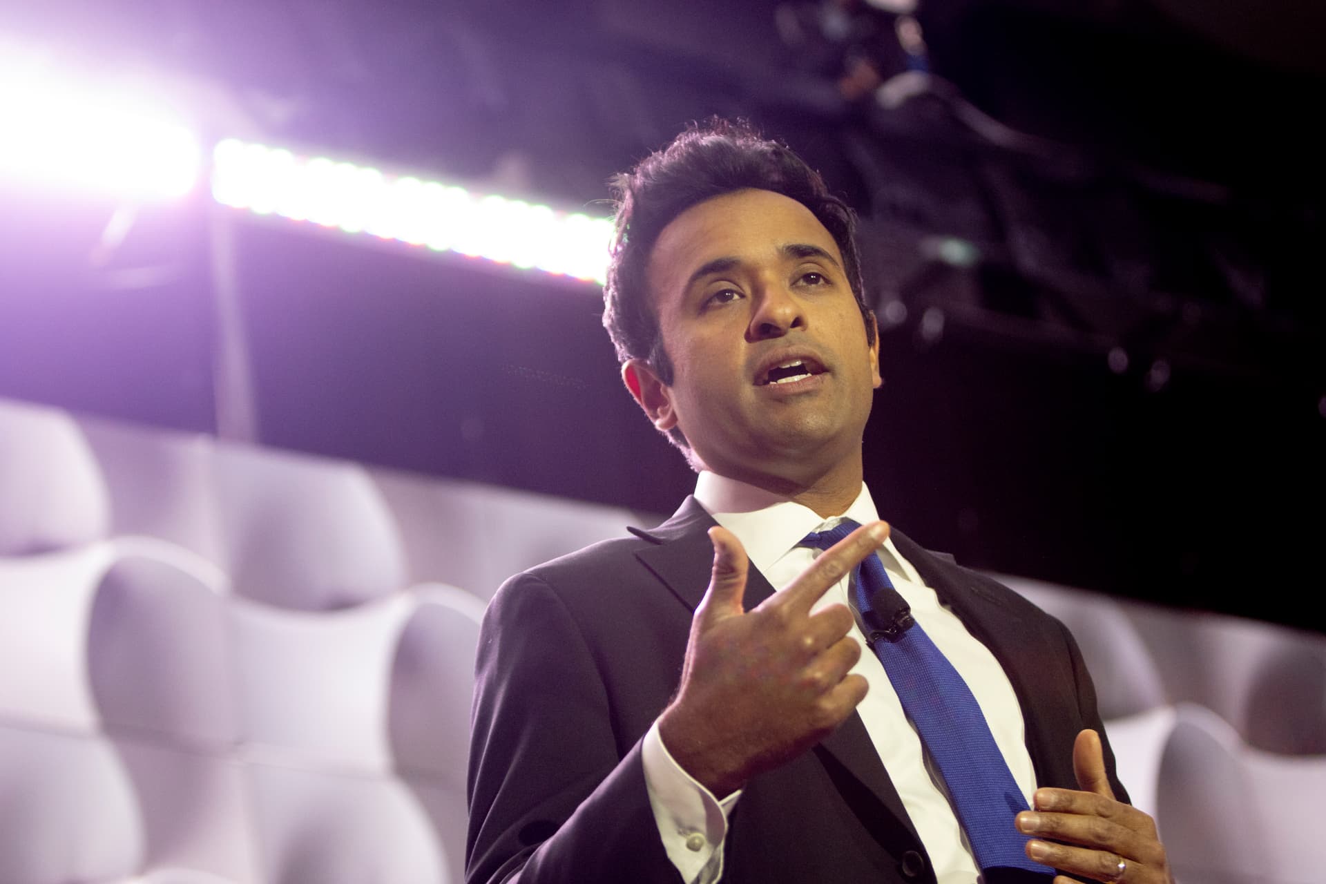 Natalie Behring/Getty Images Candidate for governor of Ohio, Vivek Ramaswamy speaks at the Gigawatt Summit on May 22, 2026 at Park City, Utah.