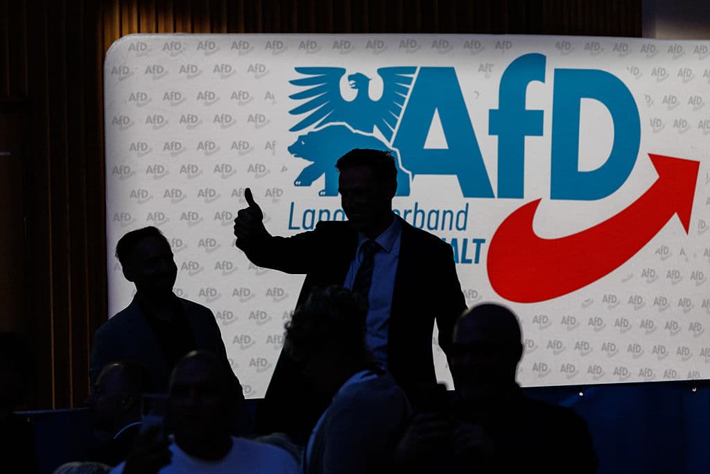 Jens Schlueter/Getty Images Supporter of the far-right Alternative for Germany (AfD) on September 5, 2026 at Magdeburg, Germany.