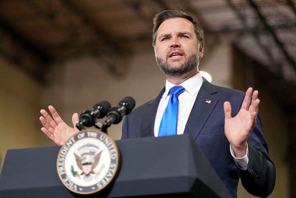 Mark Schiefelbein-Pool/Getty Images Vice President JD Vance on September 14, 2026, at Olathe, Kansas.