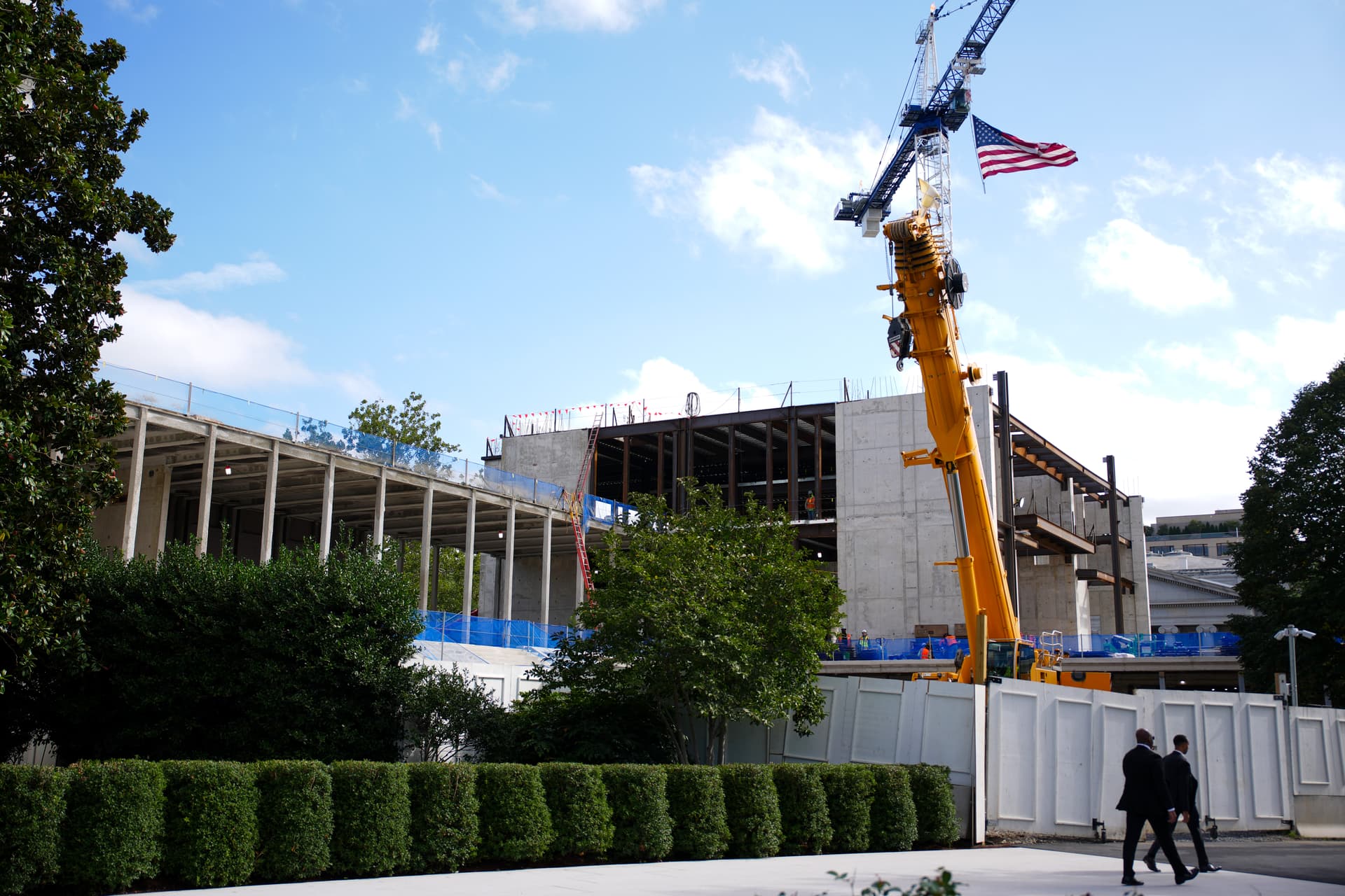 Andrew Harnik/Getty Images Construction of the White House ballroom is seen during the arrival ceremony for President Xi Jinping and first lady of China Peng Liyuan on September 24, 2026.