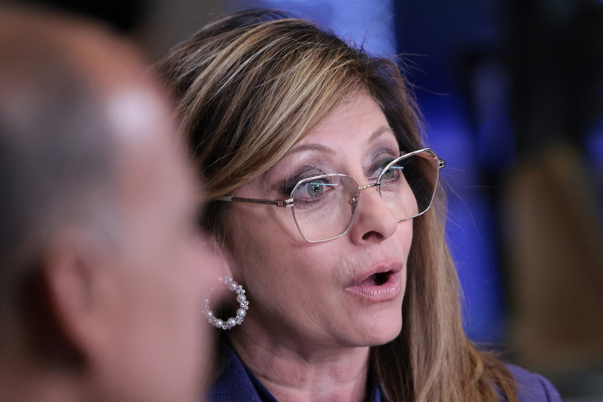 Michael M. Santiago/Getty Images Maria Bartiromo speaks on the floor of the New York Stock Exchange during morning trading on July 1, 2026.