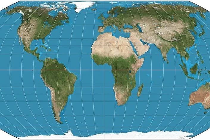 Wikimedia Commons This Equal Earth projection map, now recommended by the United Nations, seeks to correct distortions in the relative size of the continents seen in the more familial Mercator projection.