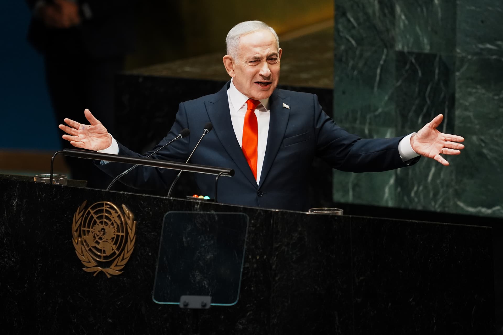 Ryan Murphy/Getty Images Prime Minister Benjamin Netanyahu speaks during the 81st session of the United Nations General Assembly on September 24, 2026