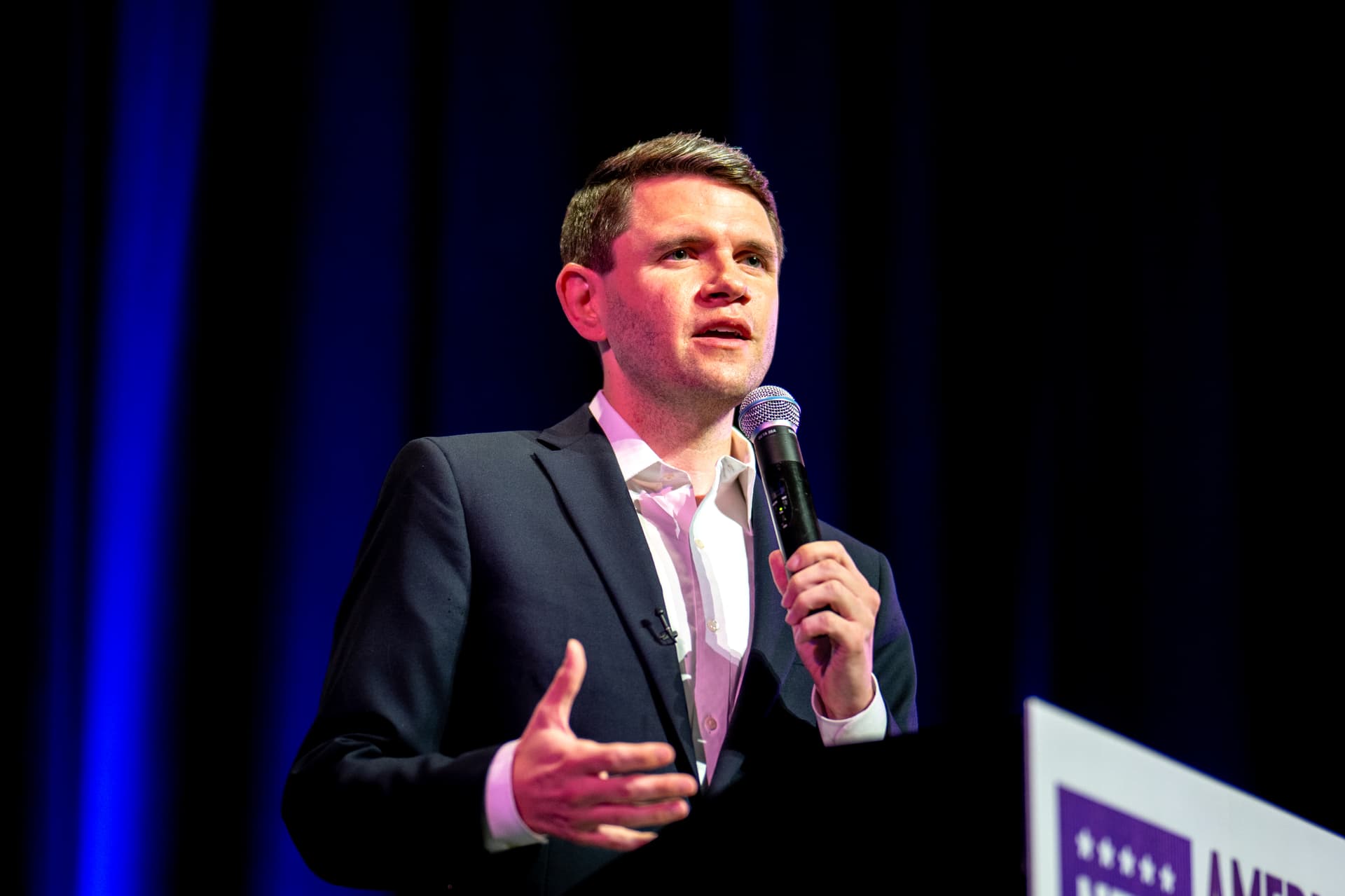 Brandon Bell/Getty Images Senate candidate James Talarico speaks during a campaign rally at the Cailloux Theater on August 31, 2026 at Kerrville, Texas.