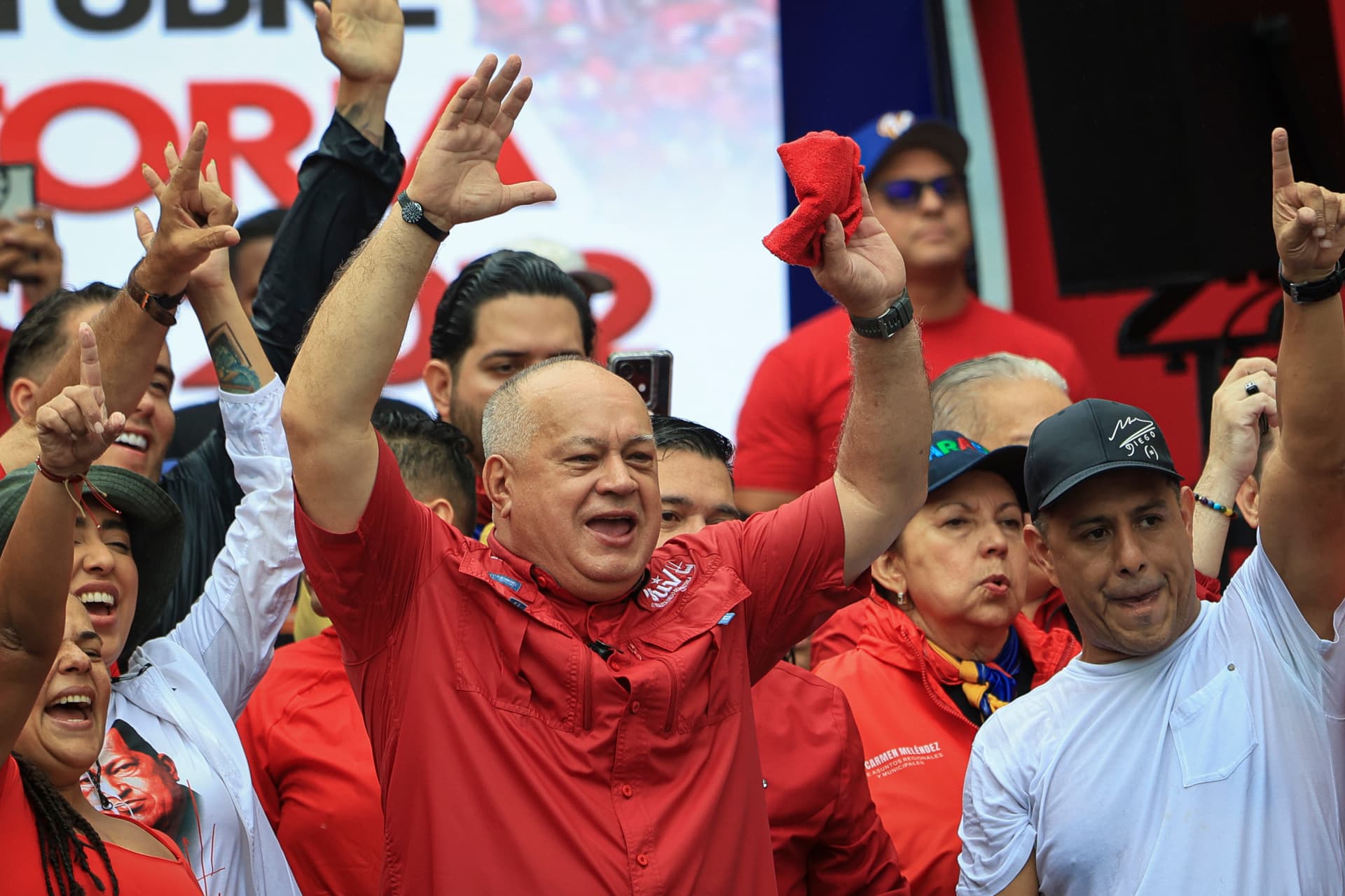 Jesus Vargas/Getty Images Venezuela’s interior minister, Diosdado Cabello, attends a rally honoring the former president, Hugo Chavez, at Caracas on October 7, 2026.