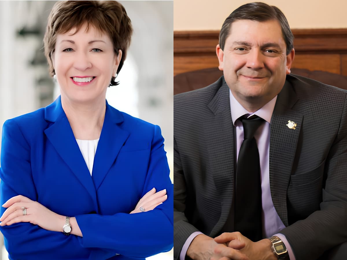 Collins.Senate.gov and JacksonforMaine.com Republican Susan Collins is facing a strong challenge from the former state Senate president, Troy Jackson, for the Maine Senate seat she has held for nearly 30 years.